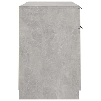 Desk with Side Cabinet Engineered Wood Concrete grey