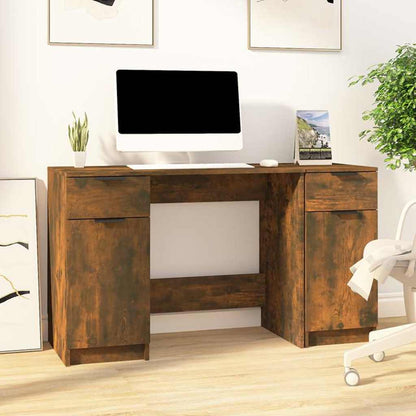Desk with Side Cabinet Engineered Wood Smoked oak