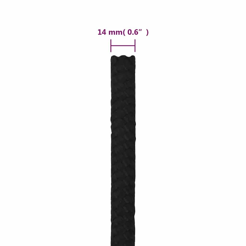 Work Rope Polyester Black Length 100 m 14 mm