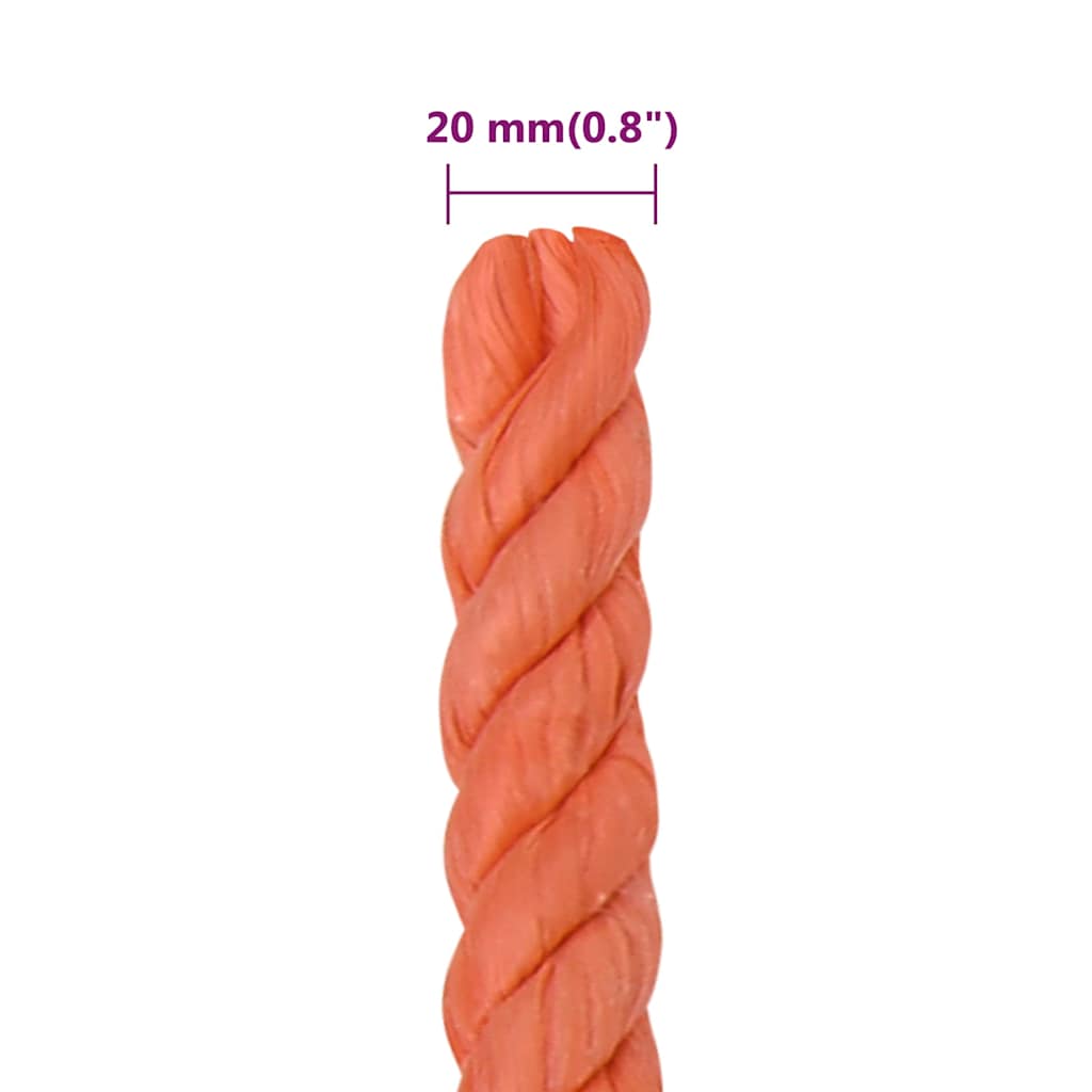 Work Rope Polypropylene Orange Length 50 m 20 mm