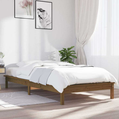 Bed Frame without Mattress Solid Wood Pine Length 190 cm Honey brown 90 cm