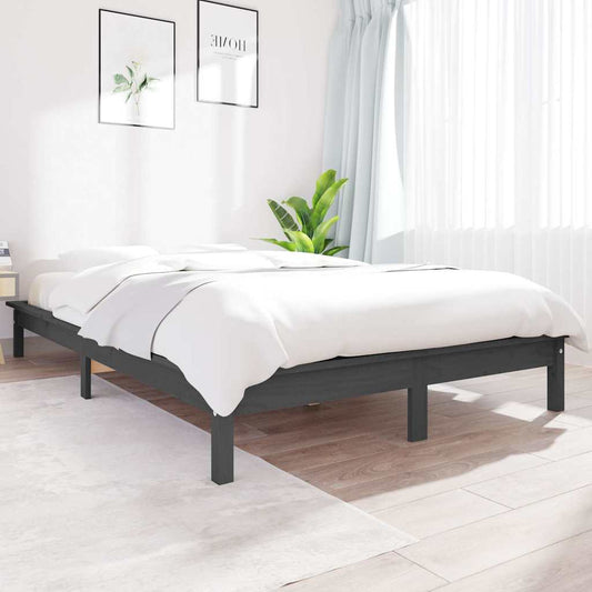 Bed Frame without Mattress Solid Wood Pine Length 190 cm Grey 120 cm