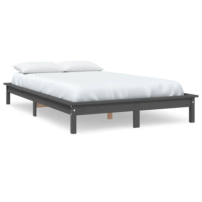 Bed Frame without Mattress Solid Wood Pine Length 190 cm Grey 140 cm
