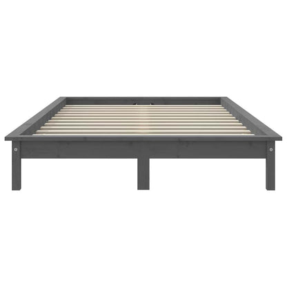 Bed Frame without Mattress Solid Wood Pine Length 190 cm Grey 140 cm