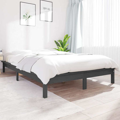 Bed Frame without Mattress Solid Wood Pine Length 190 cm Grey 140 cm