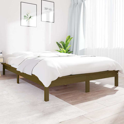 Bed Frame without Mattress Solid Wood Pine Length 190 cm Honey brown 140 cm