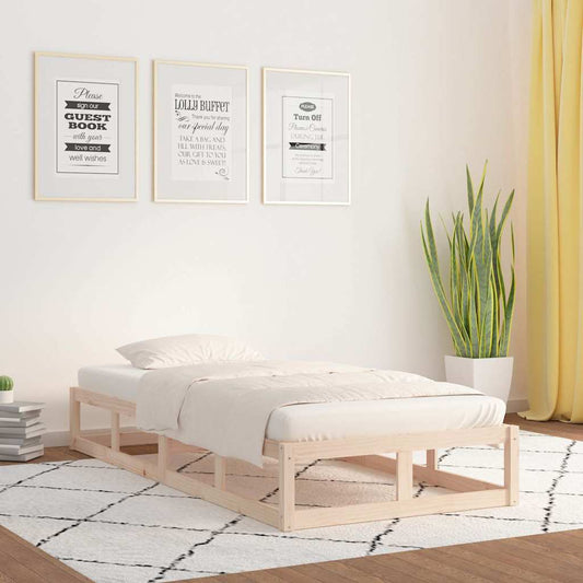 Bed Frame without Mattress Solid Wood Length 200 cm Natural 90 cm