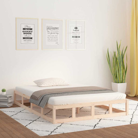 Bed Frame without Mattress Solid Wood Length 200 cm Natural 120 cm