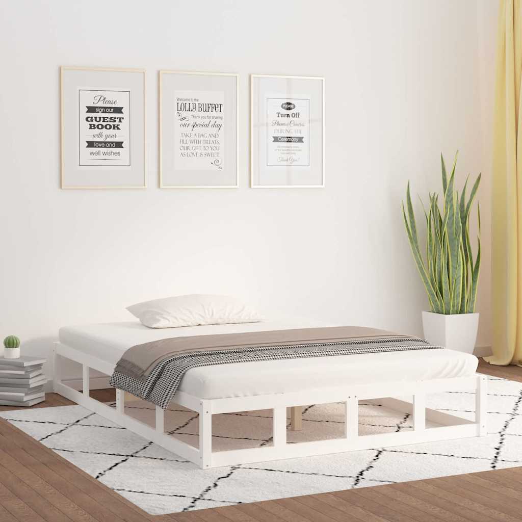 Bed Frame without Mattress Solid Wood Length 200 cm White 120 cm