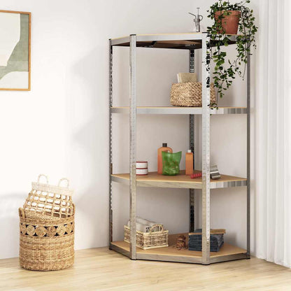5-Layer Corner Shelf Steel&Engineered Wood Silver 75 x 75 x 160 cm