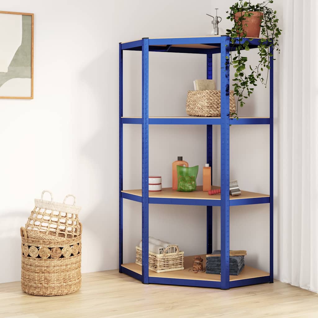 5-Layer Corner Shelf Steel&Engineered Wood Blue 75 x 75 x 160 cm