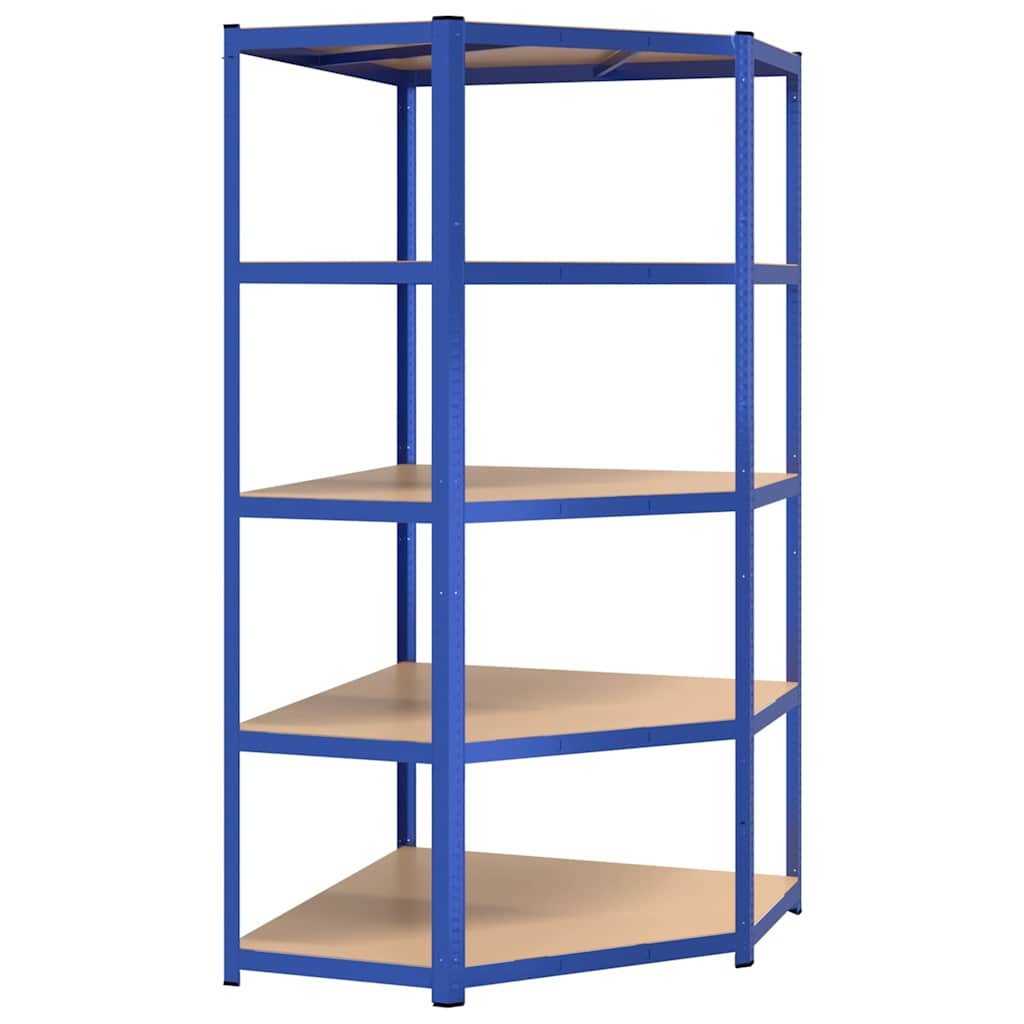 5-Layer Corner Shelf Steel&Engineered Wood Blue 90 x 90 x 180 cm