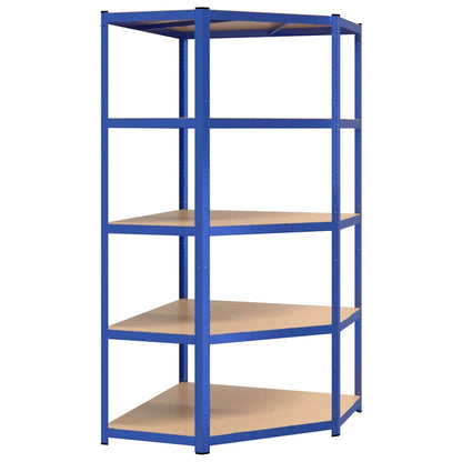 5-Layer Corner Shelf Steel&Engineered Wood Blue 90 x 90 x 180 cm