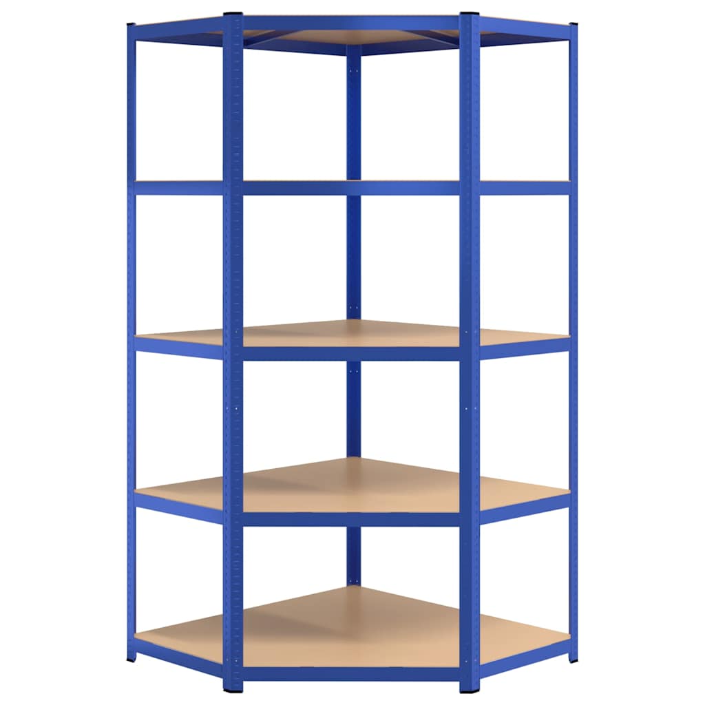 5-Layer Corner Shelf Steel&Engineered Wood Blue 90 x 90 x 180 cm