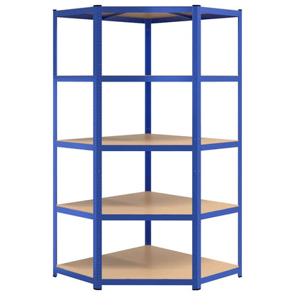 5-Layer Corner Shelf Steel&Engineered Wood Blue 90 x 90 x 180 cm