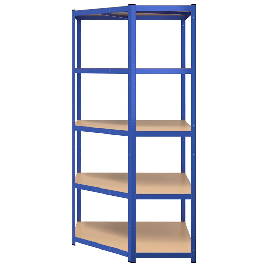 5-Layer Corner Shelf Steel&Engineered Wood Blue 90 x 90 x 180 cm