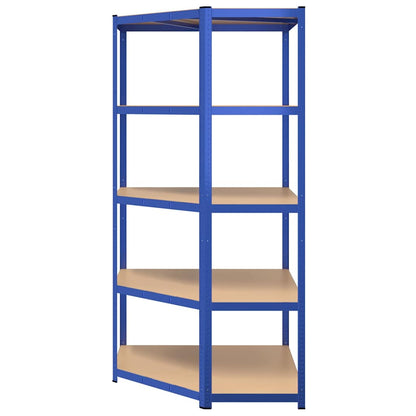 5-Layer Corner Shelf Steel&Engineered Wood Blue 90 x 90 x 180 cm
