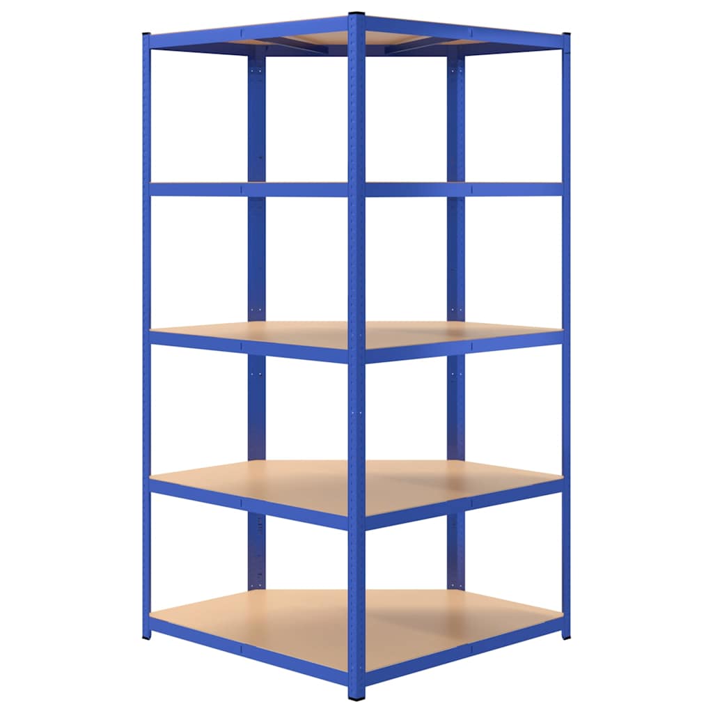 5-Layer Corner Shelf Steel&Engineered Wood Blue 90 x 90 x 180 cm