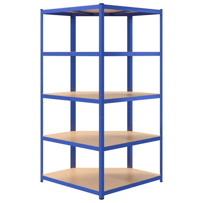 5-Layer Corner Shelf Steel&Engineered Wood Blue 90 x 90 x 180 cm