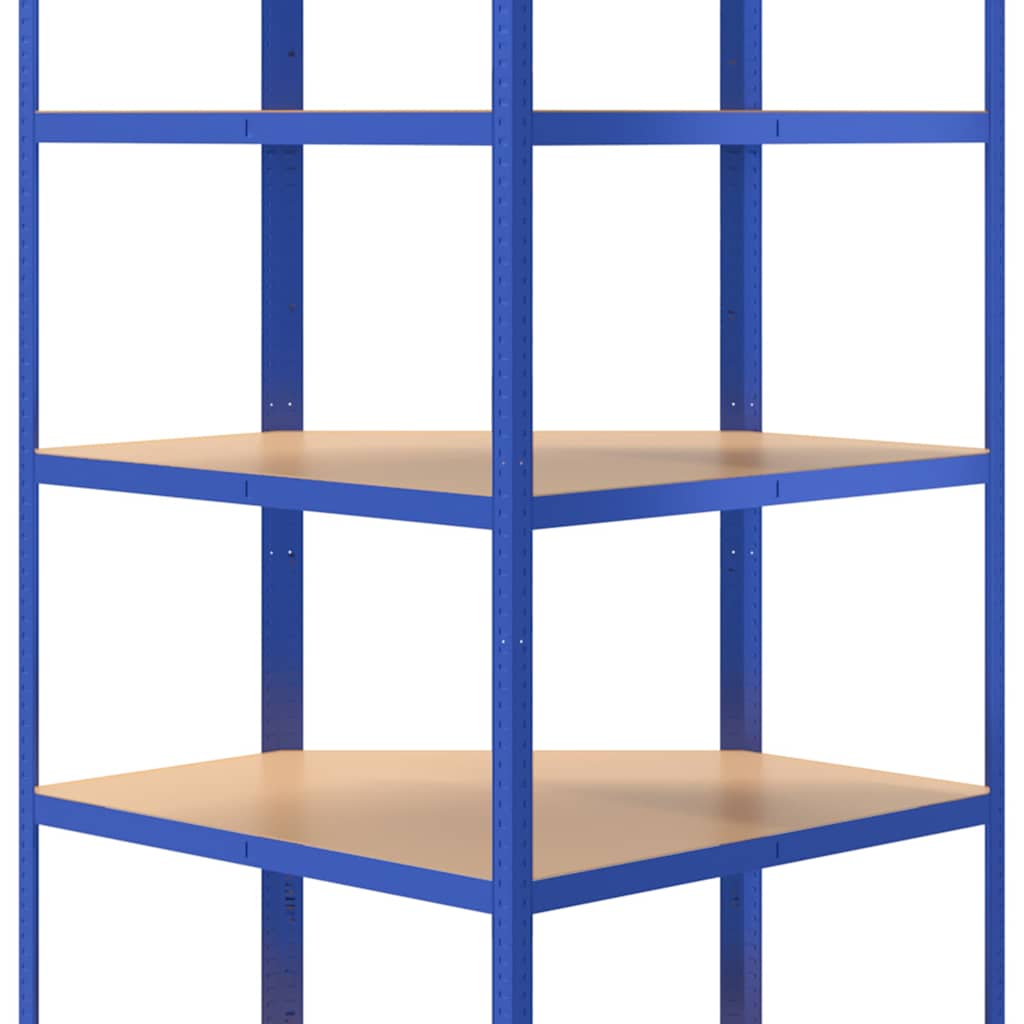 5-Layer Corner Shelf Steel&Engineered Wood Blue 90 x 90 x 180 cm