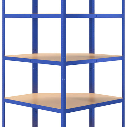 5-Layer Corner Shelf Steel&Engineered Wood Blue 90 x 90 x 180 cm