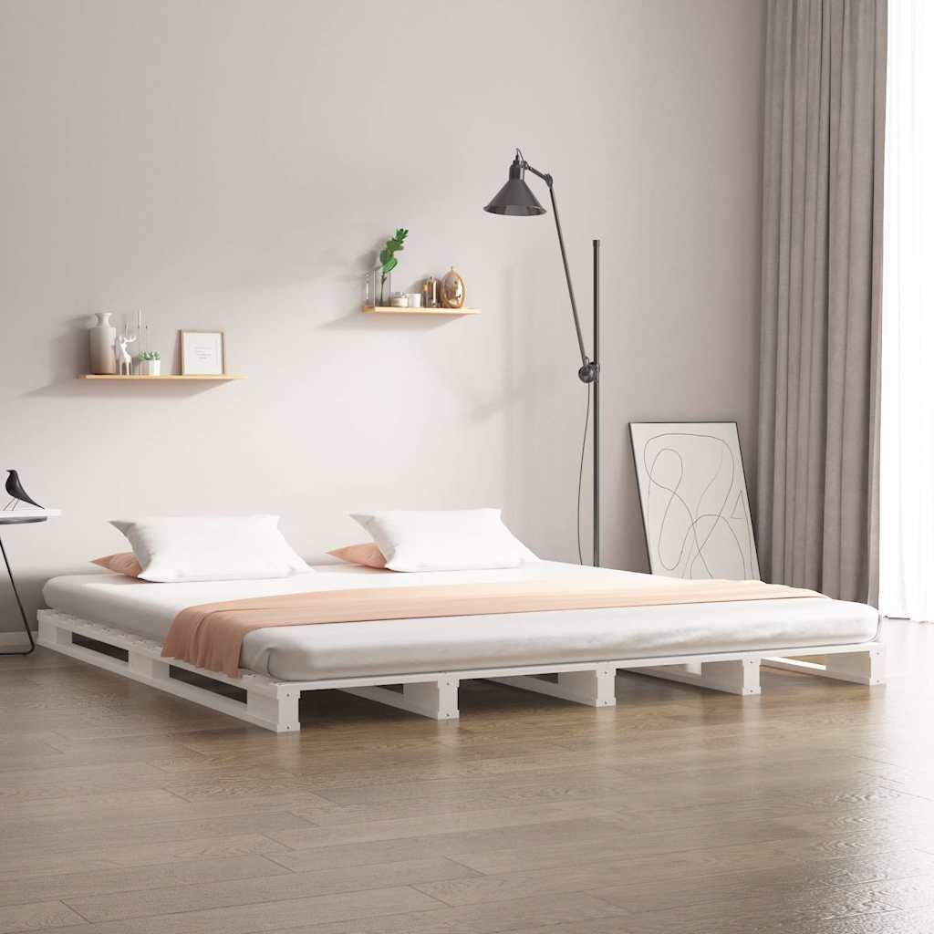 Pallet Bed without Mattress Solid Wood Length 200 cm White 180 cm