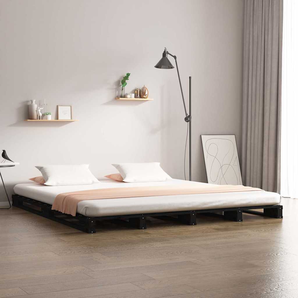 Pallet Bed without Mattress Solid Wood Length 190 cm Black 120 cm
