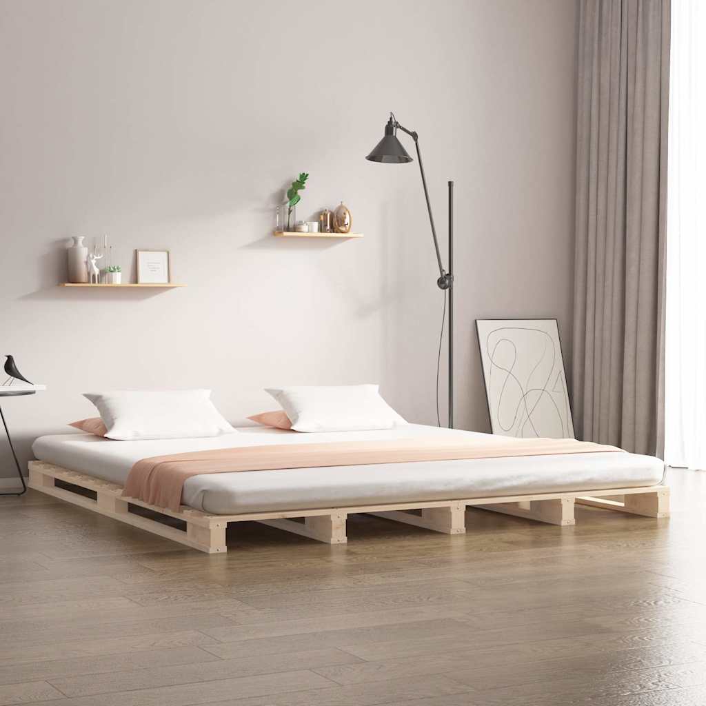 Pallet Bed without Mattress Solid Wood Length 190 cm Natural 135 cm