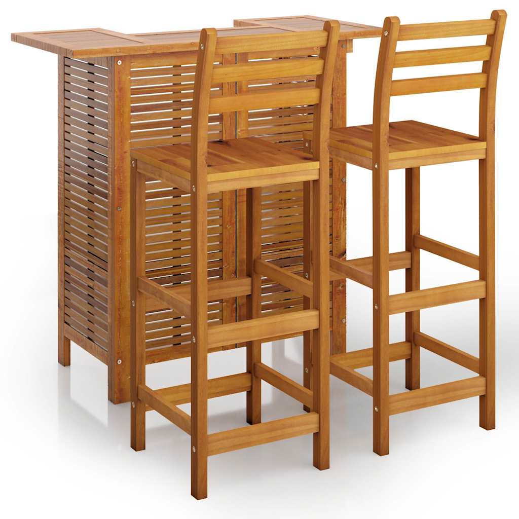 vidaXL 3 Piece Garden Bar Set Solid Wood Acacia 2