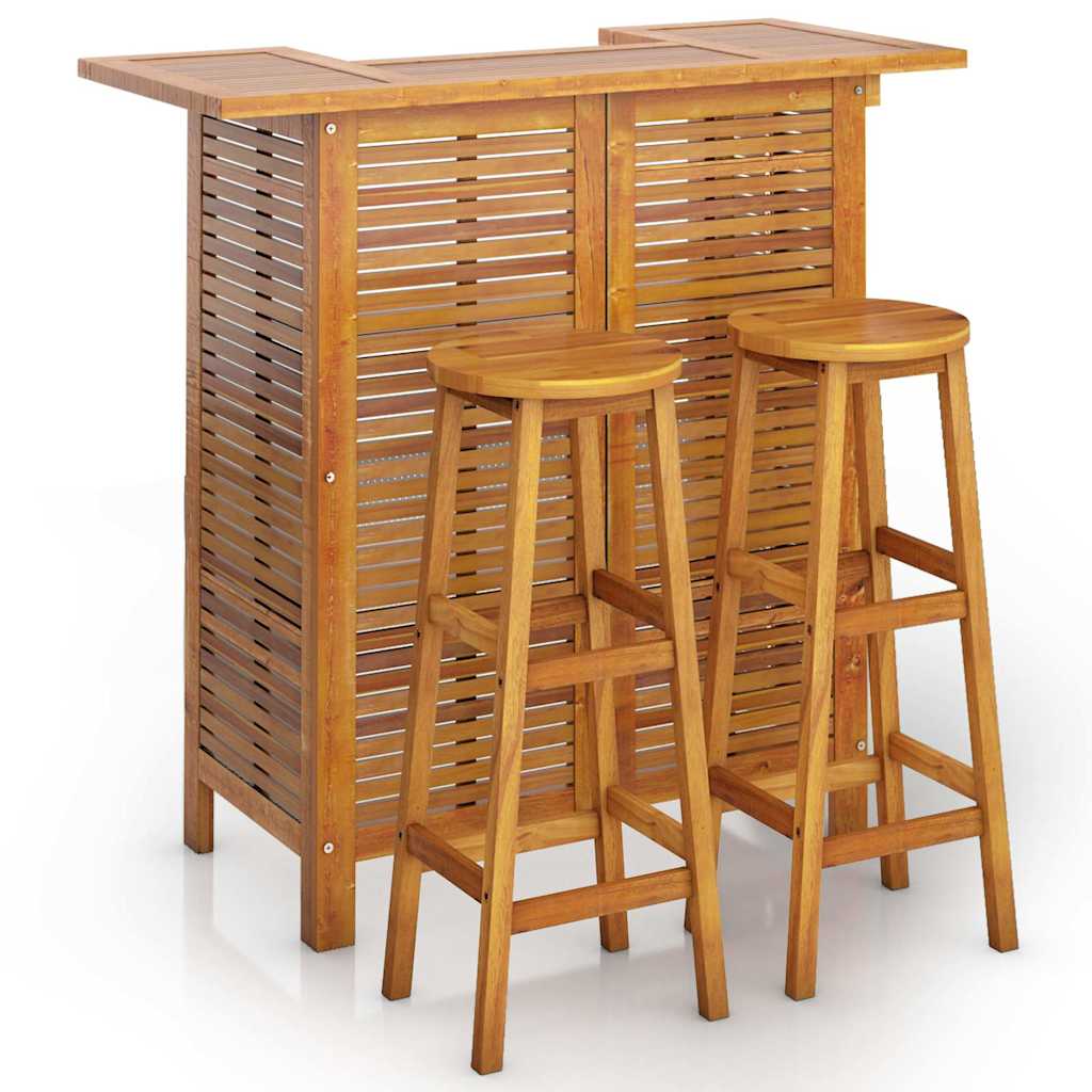 vidaXL 3 Piece Garden Bar Set Solid Wood Acacia 2
