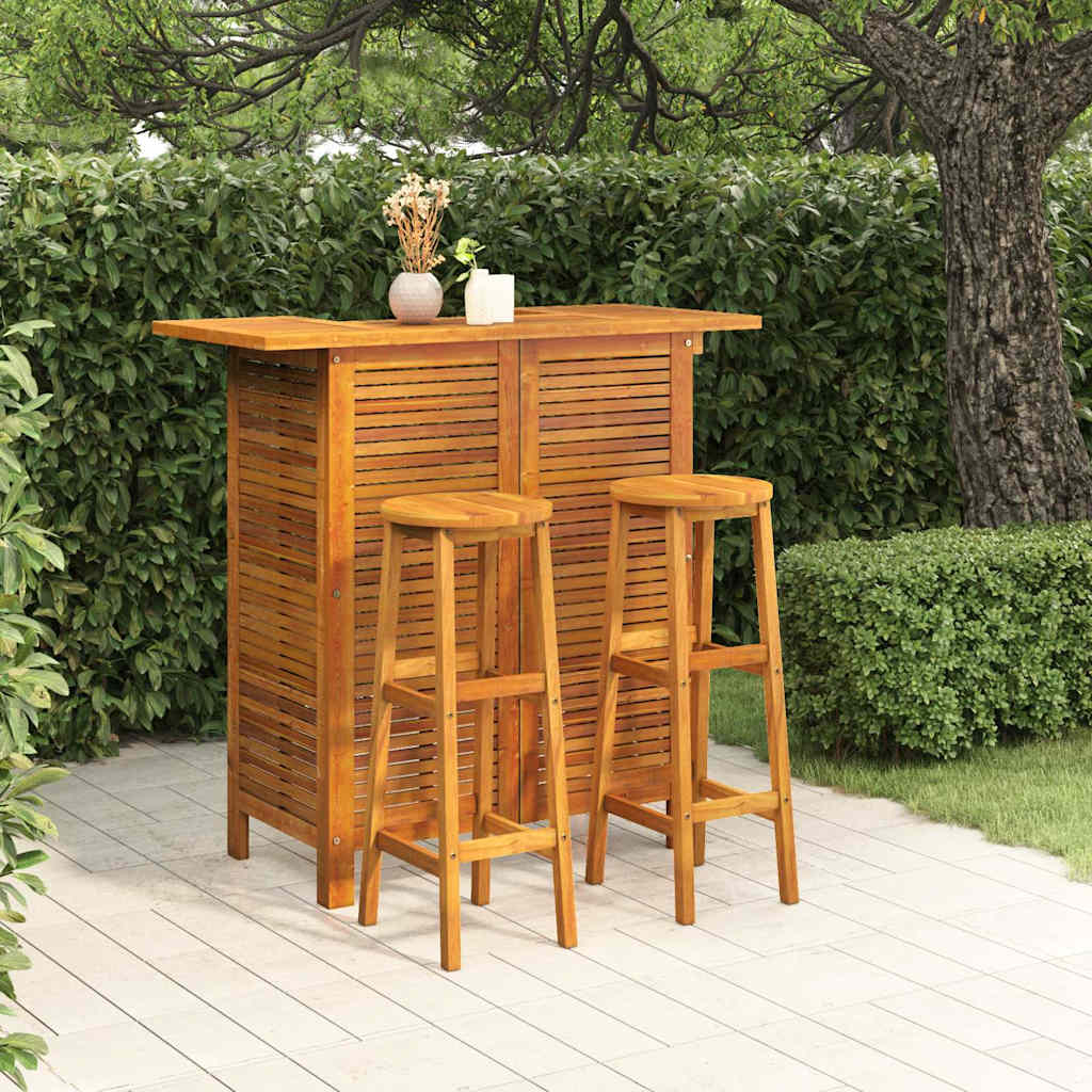 vidaXL 3 Piece Garden Bar Set Solid Wood Acacia 1
