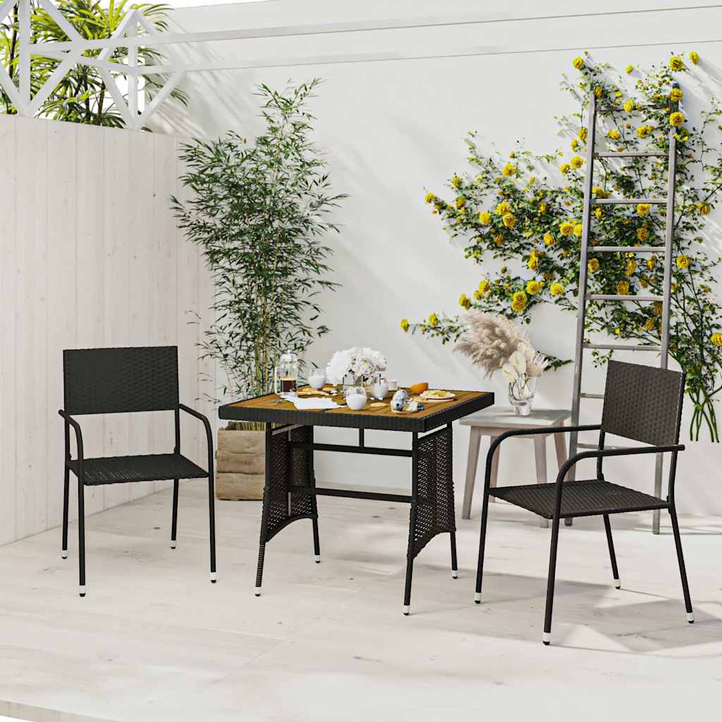 3 Piece Outdoor Dining Set Poly Rattan 2