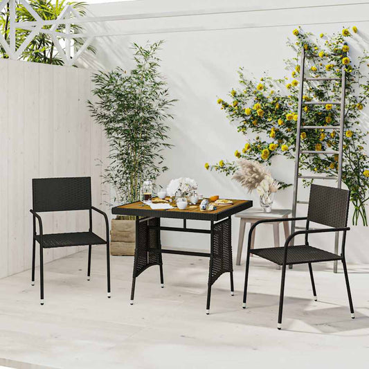 3 Piece Outdoor Dining Set Poly Rattan 2