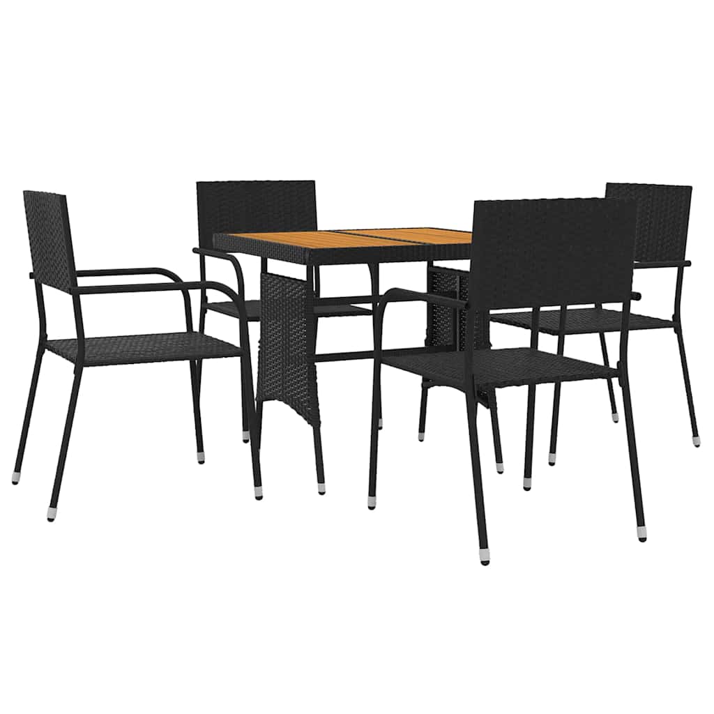 vidaXL 5 Piece Outdoor Dining Set Poly Rattan Black 3