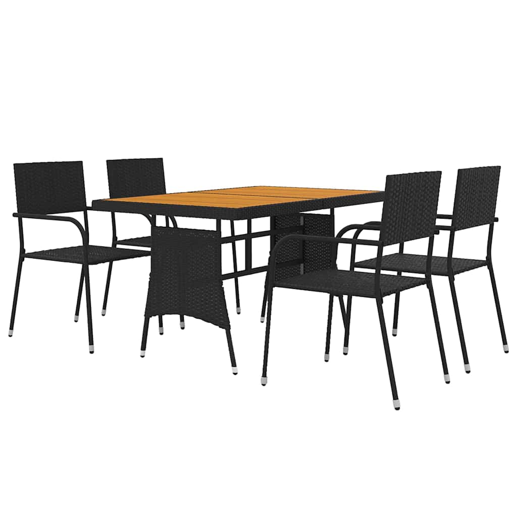 vidaXL 5 Piece Outdoor Dining Set Poly Rattan Black 3