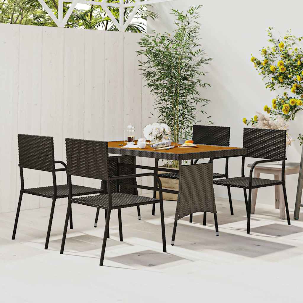 vidaXL 5 Piece Outdoor Dining Set Poly Rattan Black 1