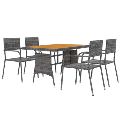vidaXL 5 Piece Outdoor Dining Set Poly Rattan Grey 3