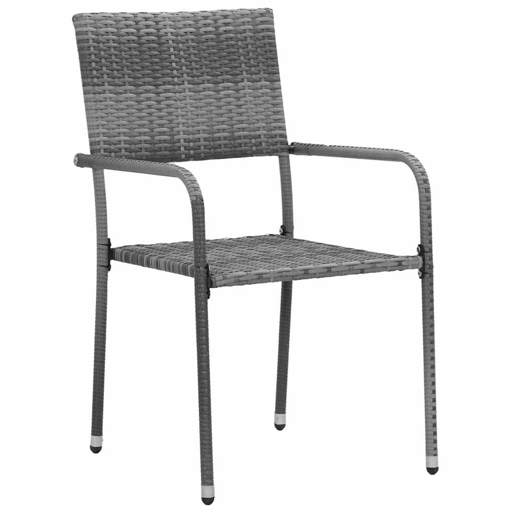 vidaXL 5 Piece Outdoor Dining Set Poly Rattan Grey 4