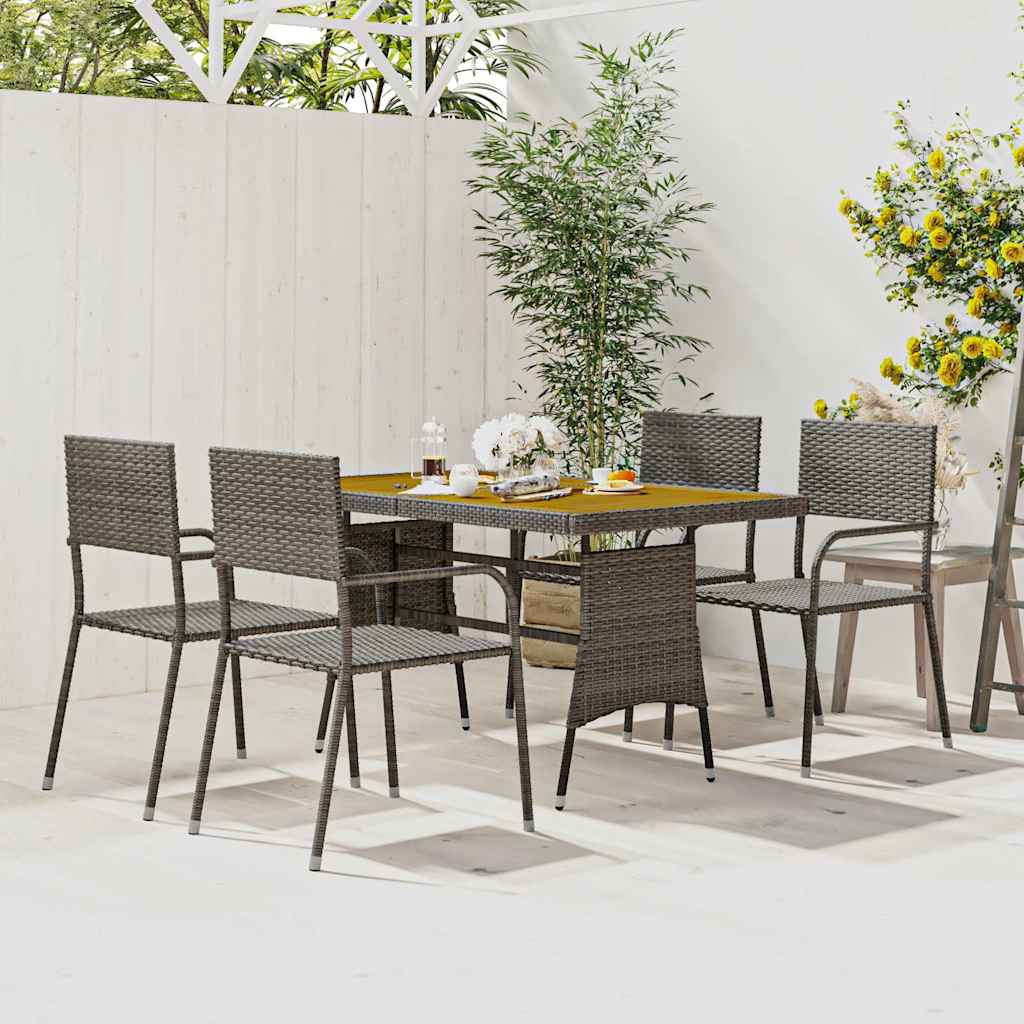 vidaXL 5 Piece Outdoor Dining Set Poly Rattan Grey 1