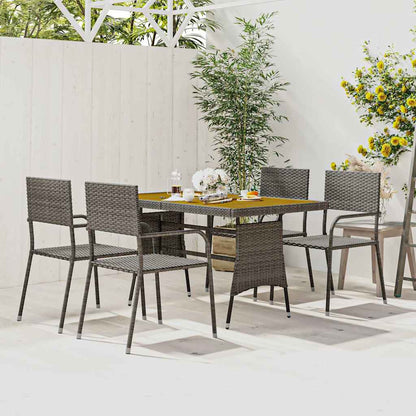 vidaXL 5 Piece Outdoor Dining Set Poly Rattan Grey 1