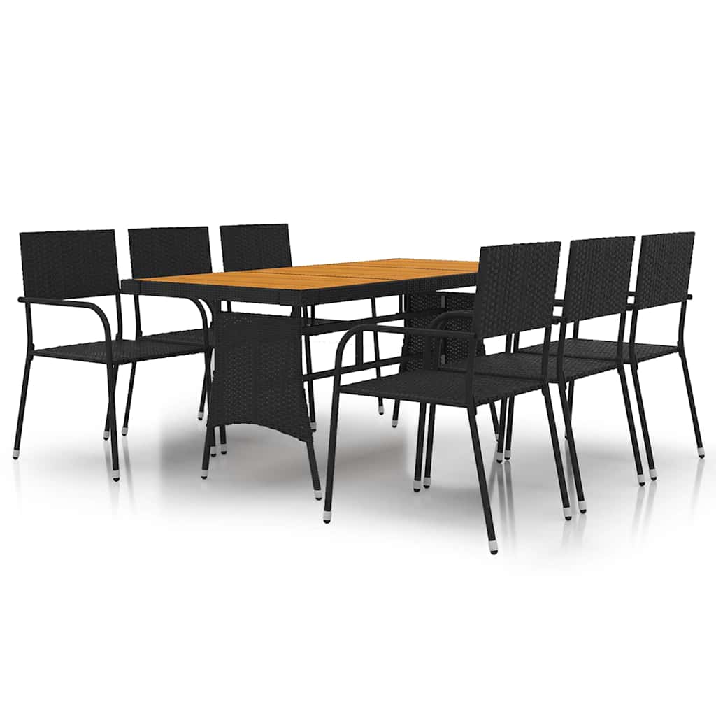 vidaXL 7 Piece Outdoor Dining Set Poly Rattan Black 2