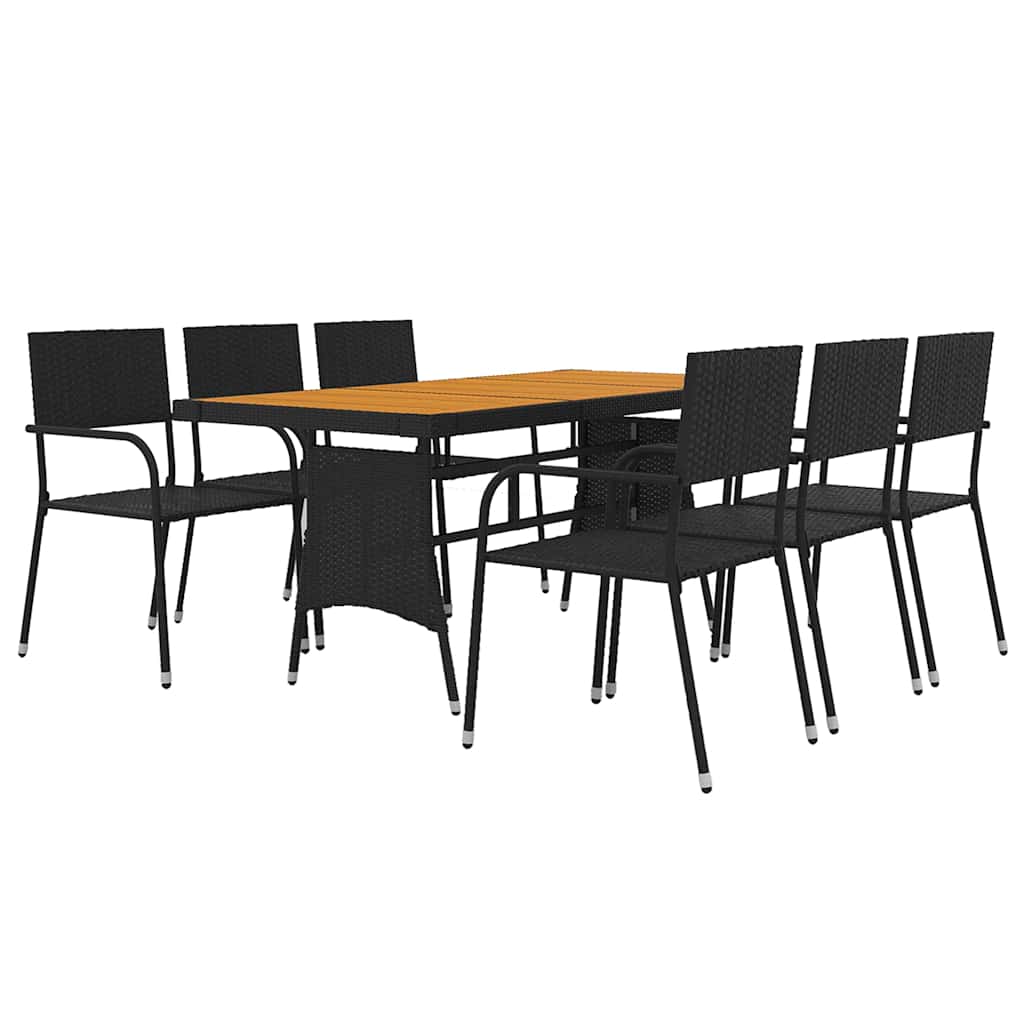 vidaXL 7 Piece Outdoor Dining Set Poly Rattan Black 3