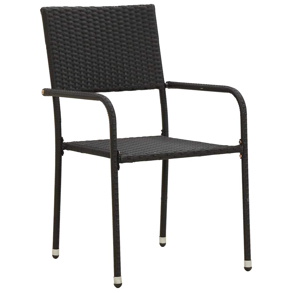 vidaXL 7 Piece Outdoor Dining Set Poly Rattan Black 4