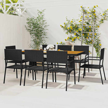7 Piece Outdoor Dining Set Poly Rattan Black 8