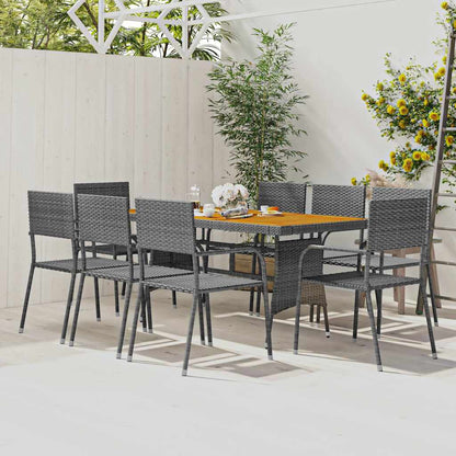 7 Piece Outdoor Dining Set Poly Rattan Grey 8