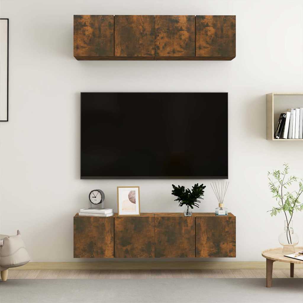 vidaXL 4 Piece Wall-mounted TV Cabinet Set 100x30x30 cm