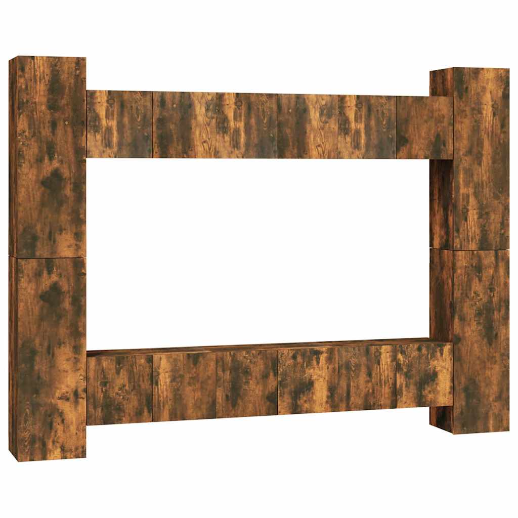 vidaXL 10 Piece TV Cabinet Set Smoked Oak Engineered Wood 2