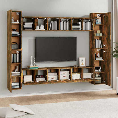 vidaXL 10 Piece TV Cabinet Set Smoked Oak Engineered Wood 3