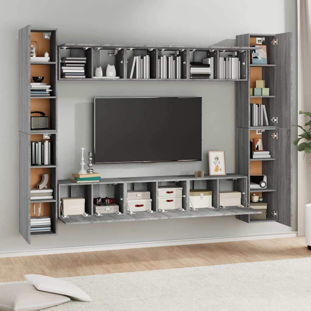 vidaXL 10 Piece TV Cabinet Set Grey Sonoma Engineered Wood 3
