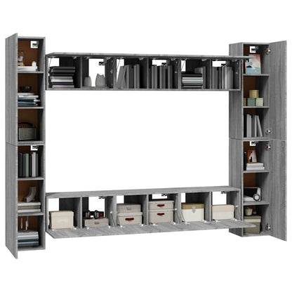 vidaXL 10 Piece TV Cabinet Set Grey Sonoma Engineered Wood 4